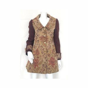 Tassel Coat Company Brocade Jacket Blazer Handmade Sz L Brown Maroon Hea…